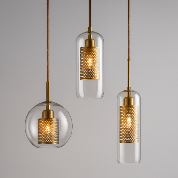 InduLuxe – Iron & Glass Pendant with Modern Edge