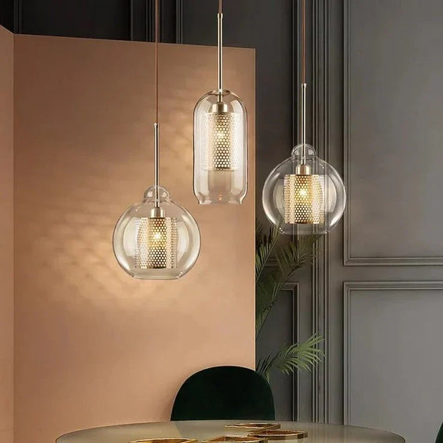 InduLuxe – Iron & Glass Pendant with Modern Edge