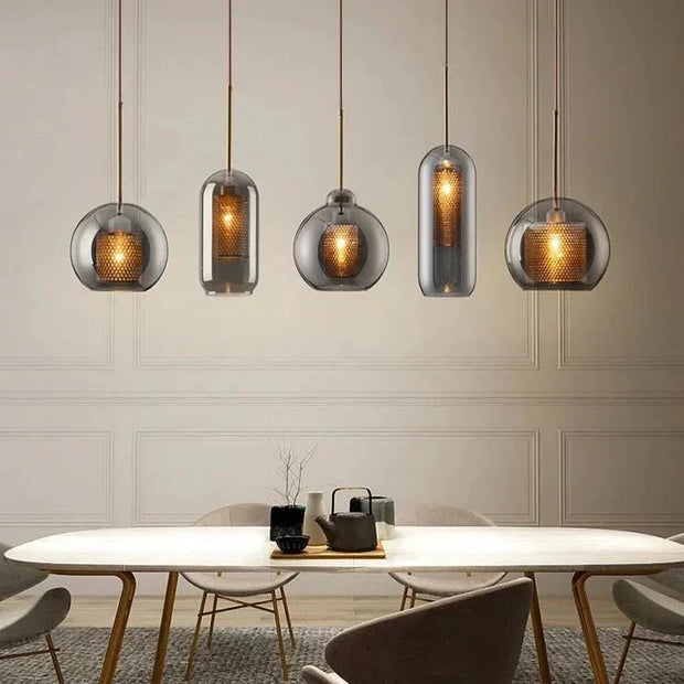 InduLuxe – Iron & Glass Pendant with Modern Edge