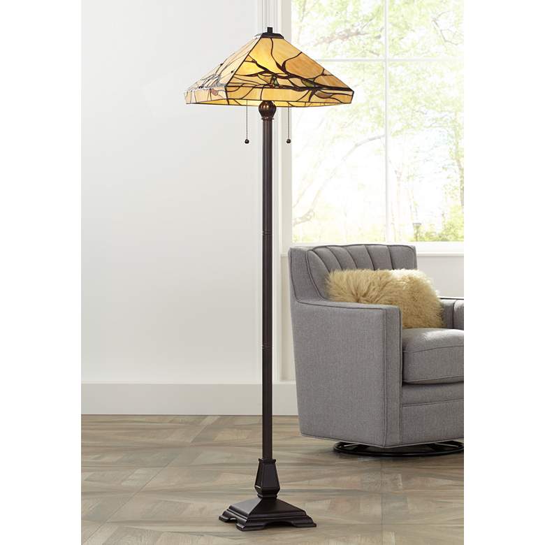 Budding Branch Art Glass Floor Lamp
