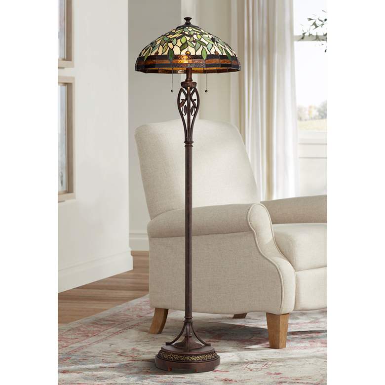 Leaf and Vine Tiffany-Style Floor Lamp